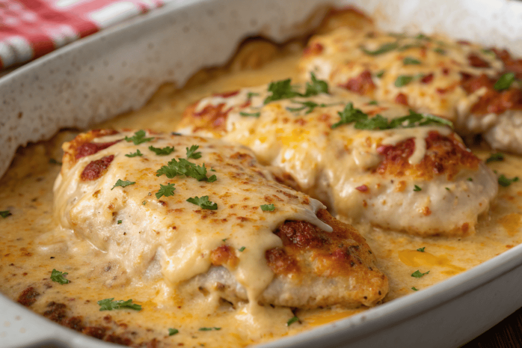 Smothered Cheesy Sour Cream Chicken