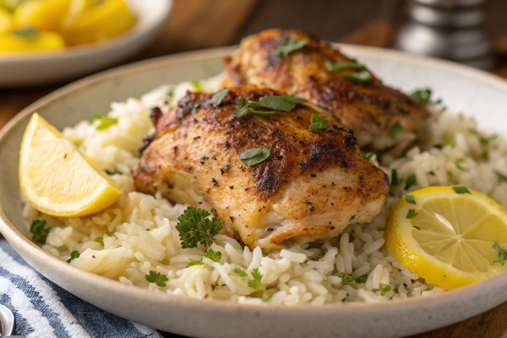 Authentic Greek Chicken and Lemon Rice Recipe