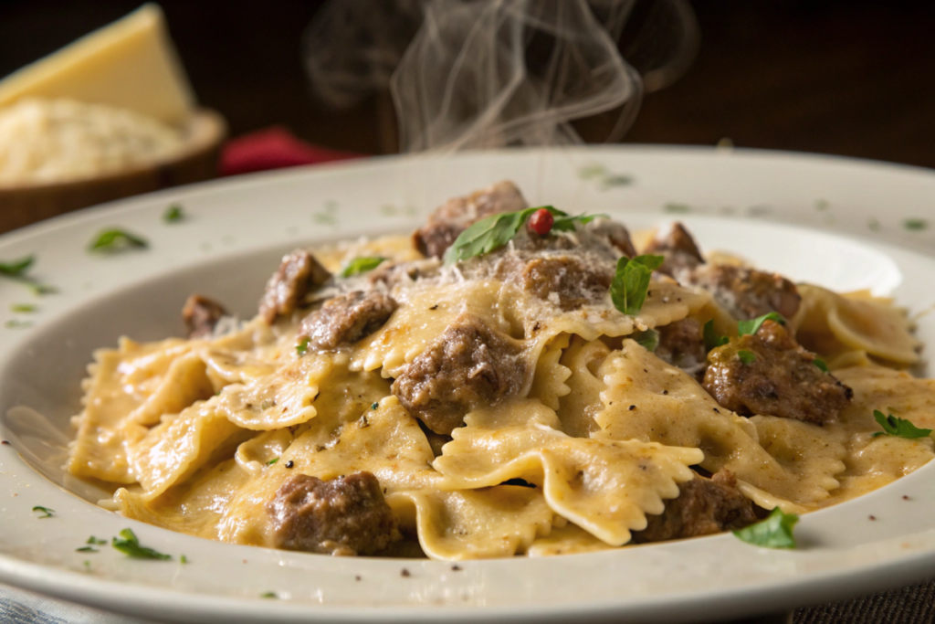 Creamy Beef and Bowtie Pasta