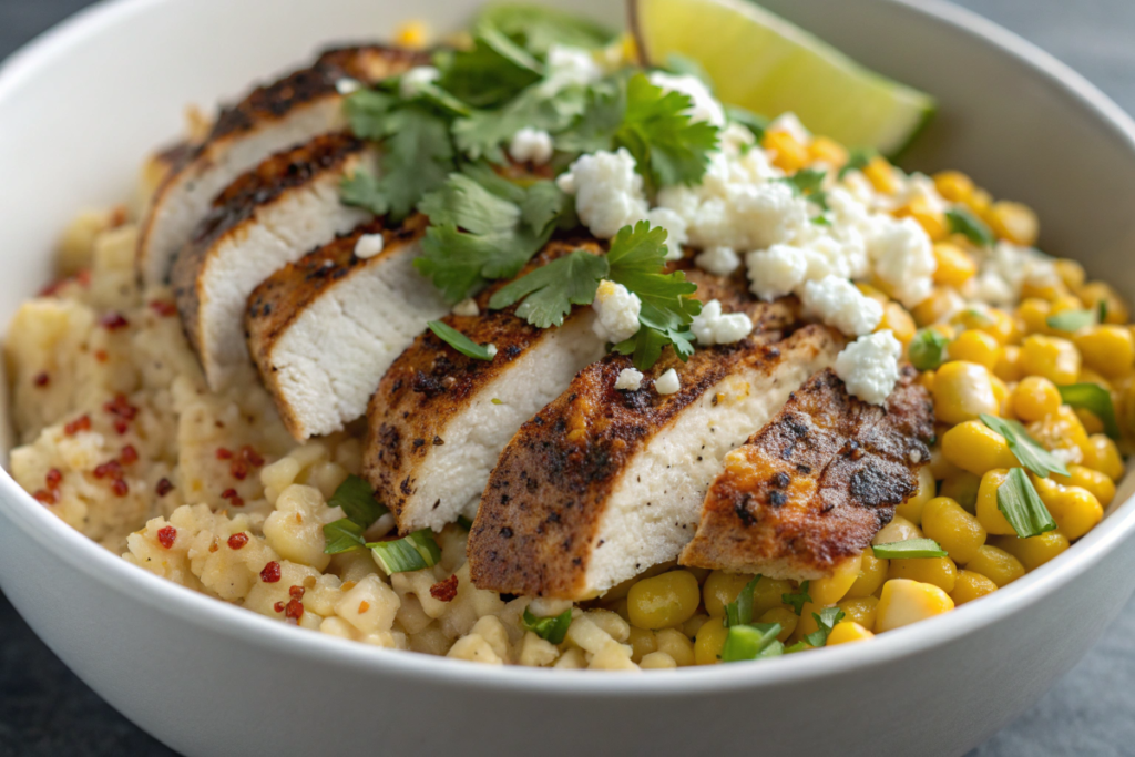 Street Corn Chicken Rice Bowls